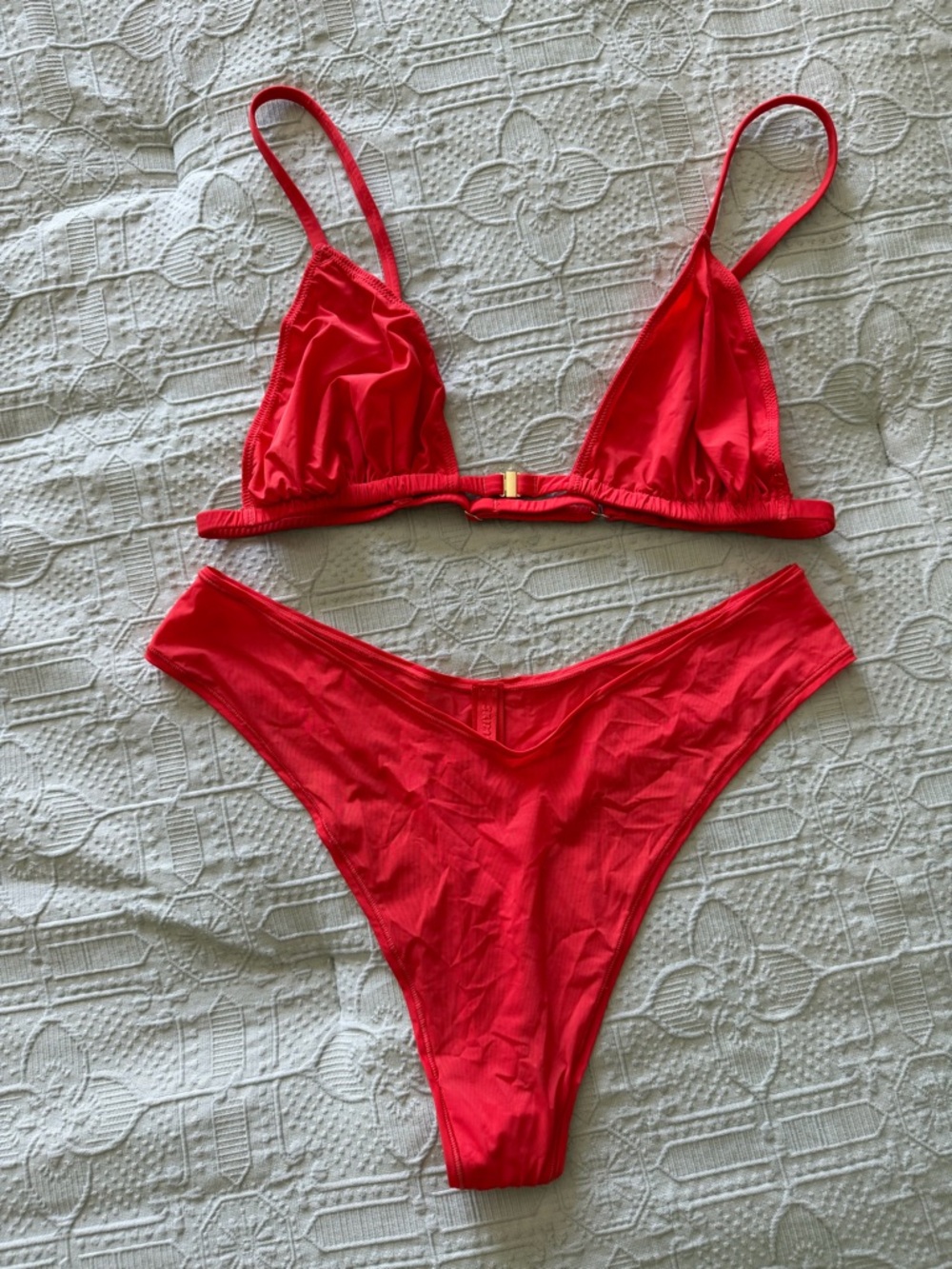 Skims jelly sheer triangle bra and thong in poppy